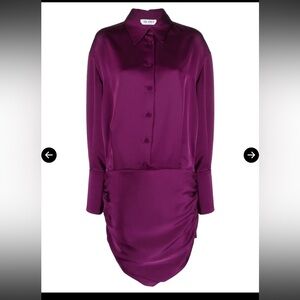 NWT ATTICO Purple Satin Midi Shirtdress in Size 40 - Italian Luxury.